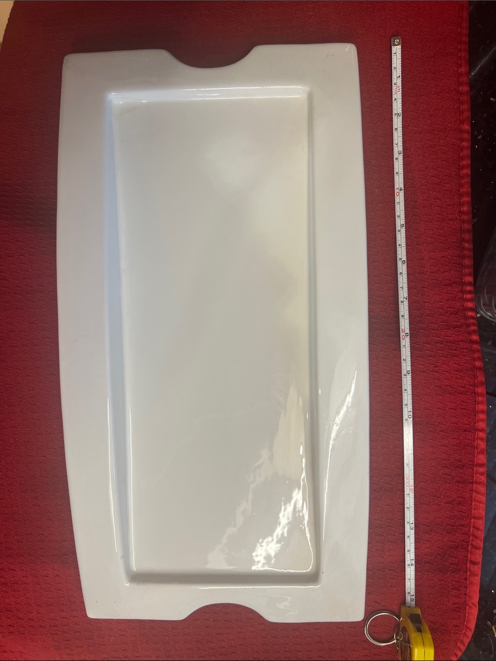 White Porcelain Rectangular Serving Platter Tray with Handles